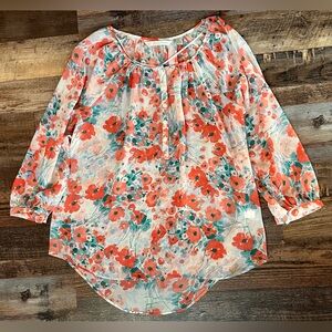 LC Lauren Conrad Sheer Floral Blouse